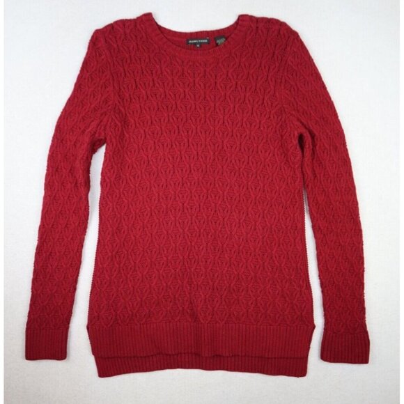 JEANNE PIERRE - WOMEN'S DARK RED COTTON PULLOVER TUNIC SWEATER - SIZE M - Picture 3 of 8